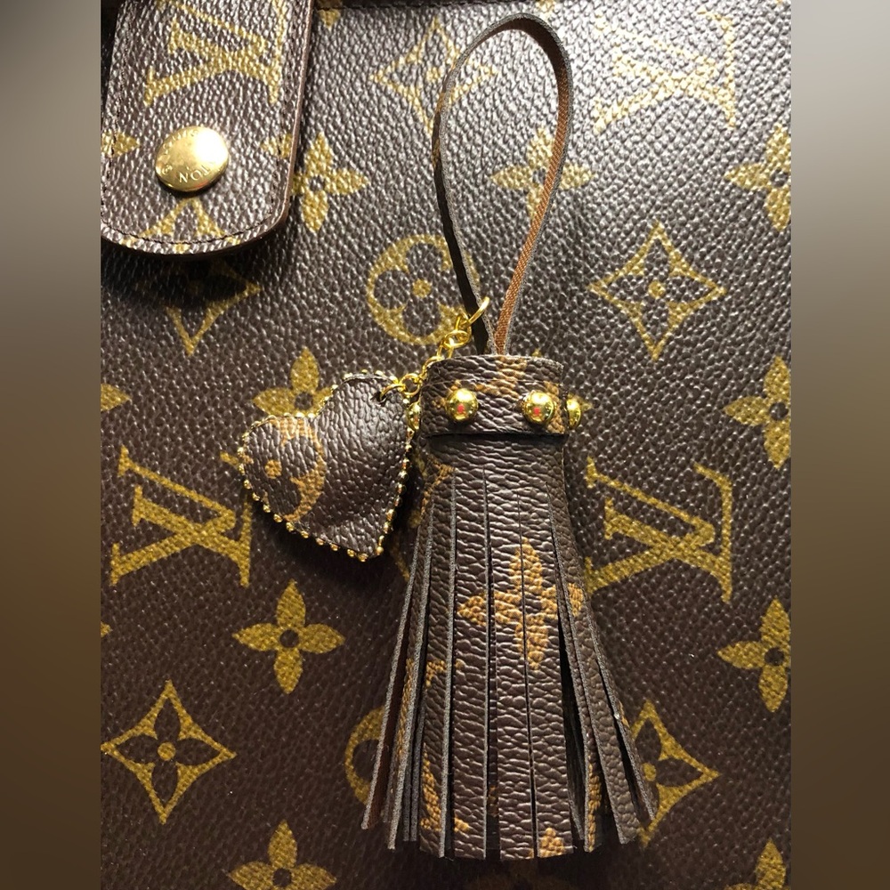 Brown Monogram Tassel Charm Bag Accessory